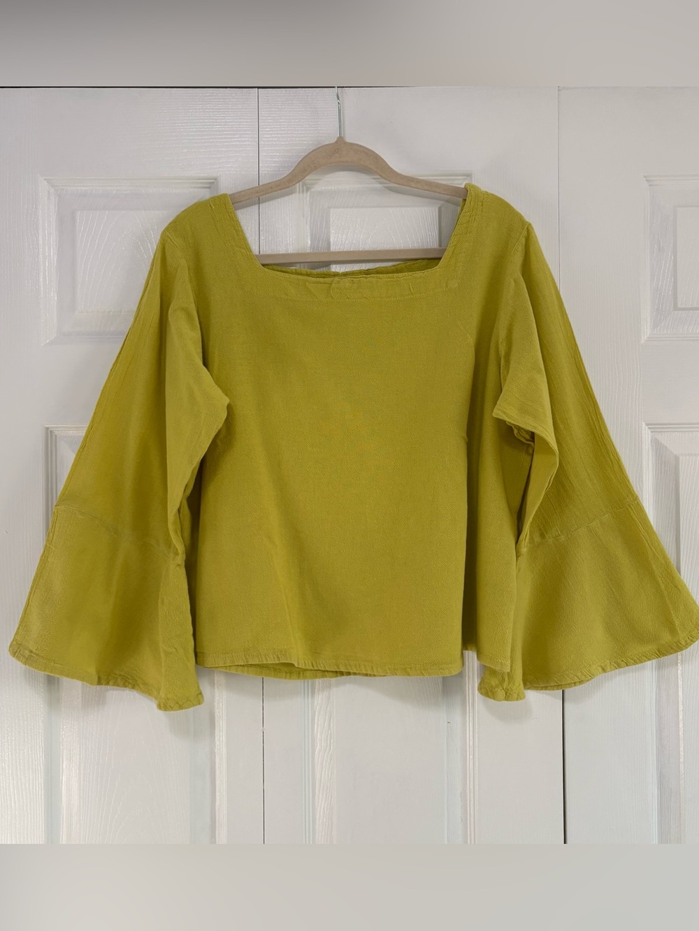 Oh My Gauze Bell Sleeve Square Neck Lagenlook 100% Cotton Flowy Top Beach Summer